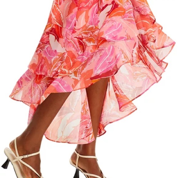 NWT AQUA Pink Botanical Wrap Dress Bloomingdale’s exclusive midi high low - Picture 3 of 11